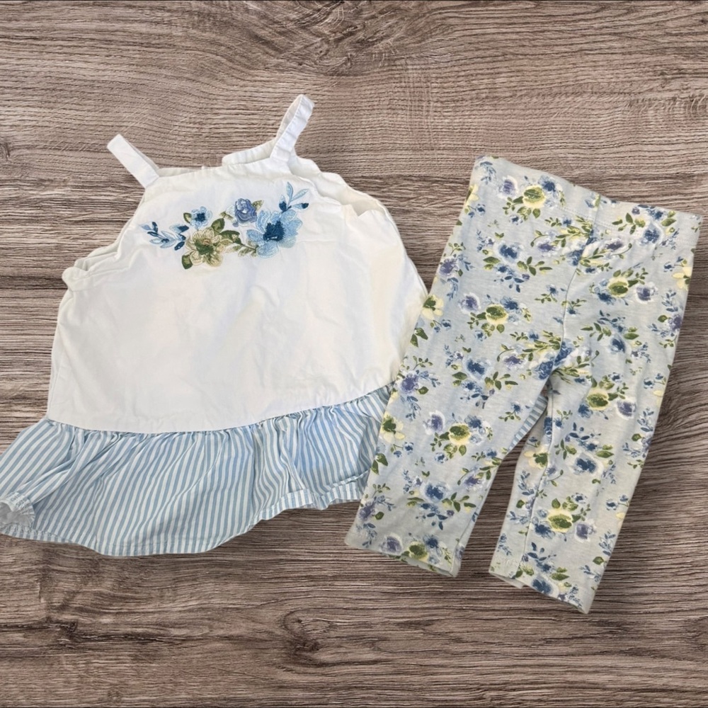 Mud Pie Kids Floral Matching Set - White and Blue